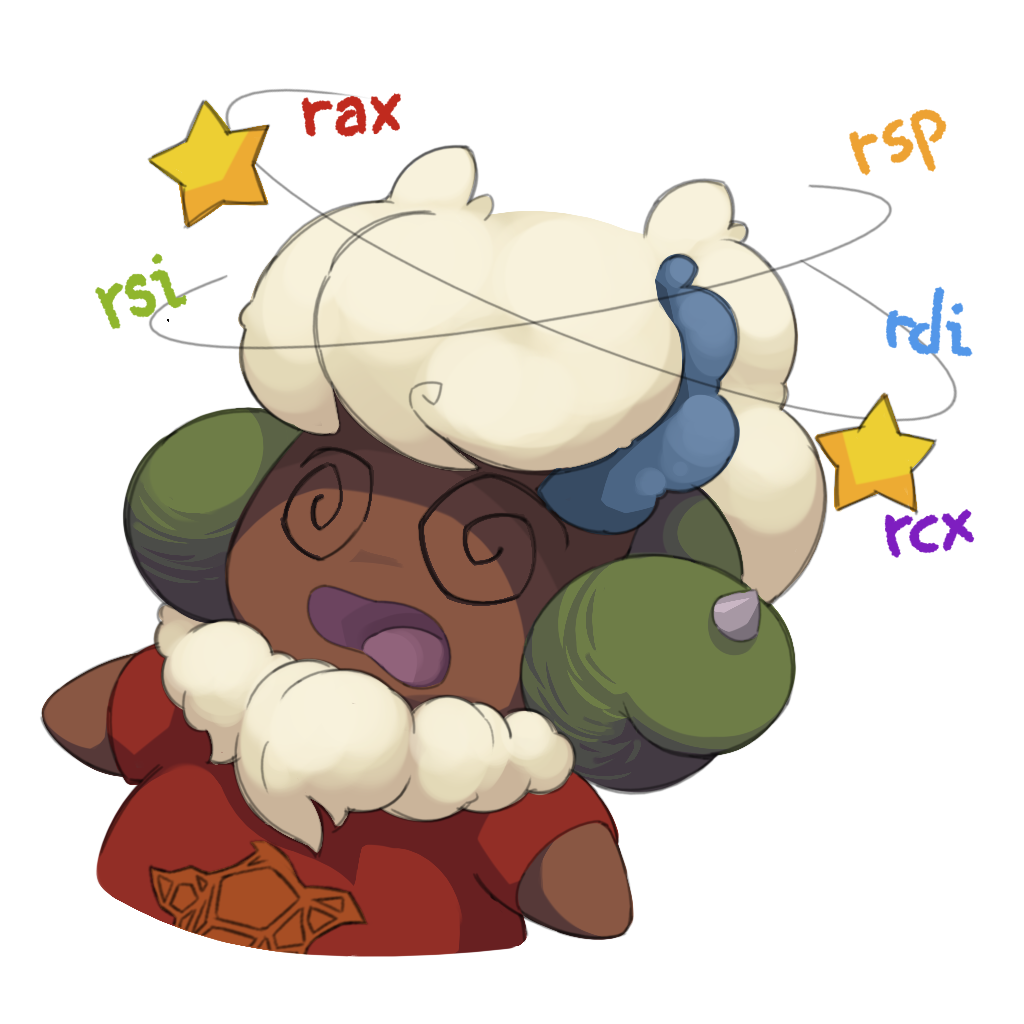 Miguel as a Whimsicott, dizzy with register names.